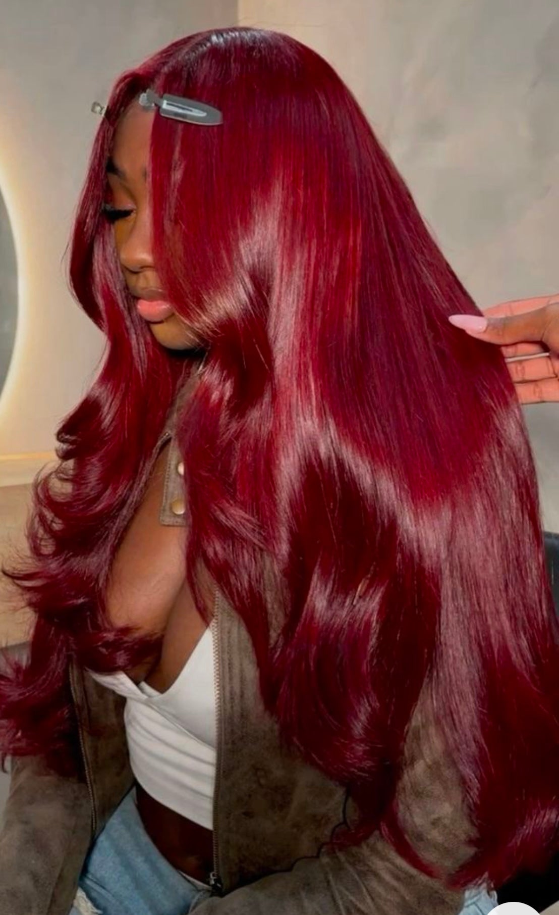 28 inch BURGUNDY/ RED Body Wave 13x4 Frontal Wig